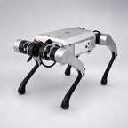 Open-source quadruped robot side view with aluminum frame